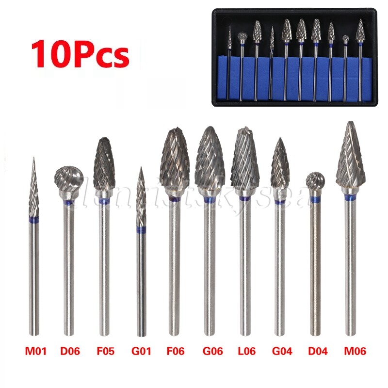 10 Pcs Dental Lab Tungsten Steel Carbide Burs Polishing Bur Drills HP 2.35mm