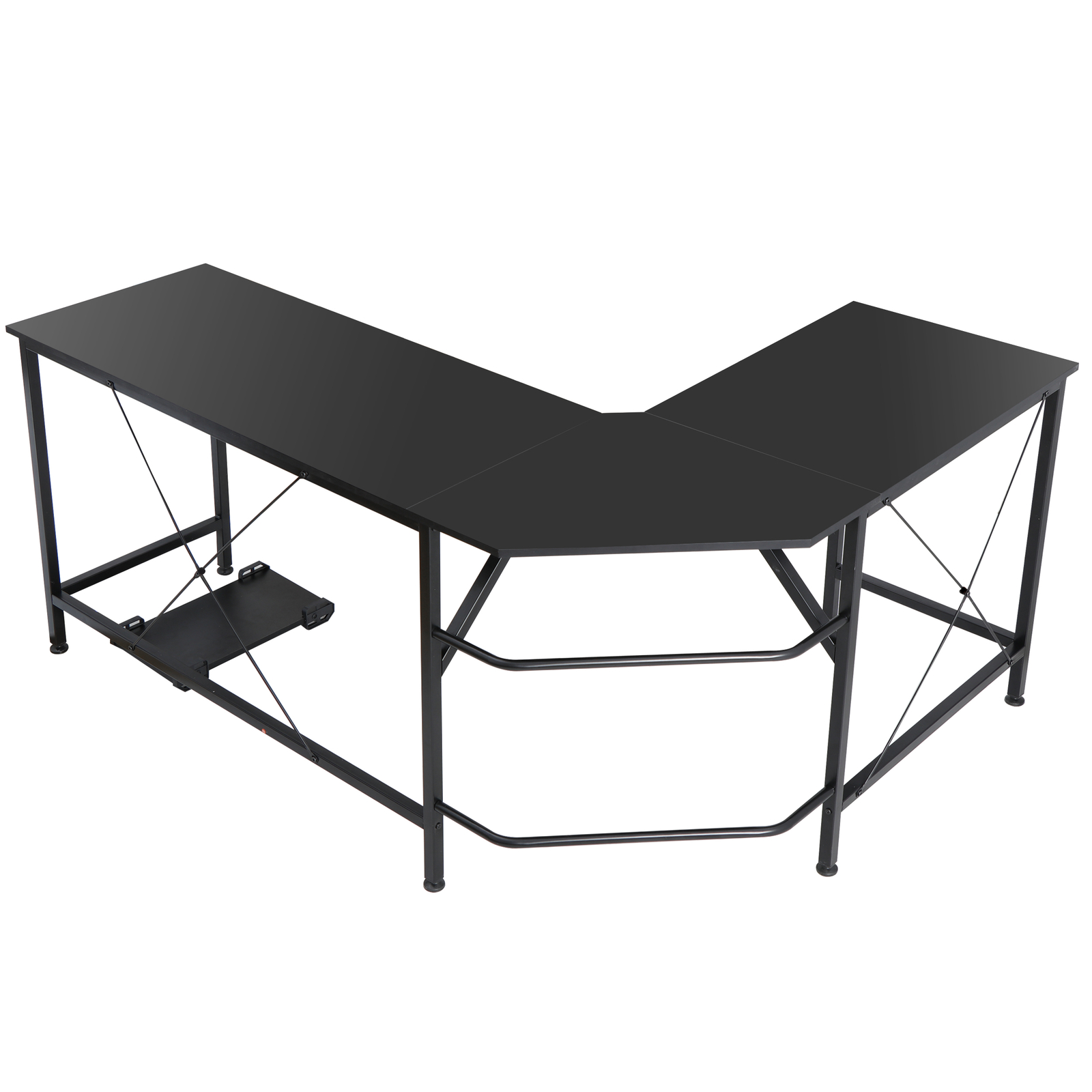 L-Shaped Corner Computer Desk Gaming Desk PC Laptop Table Workstation Black 66″