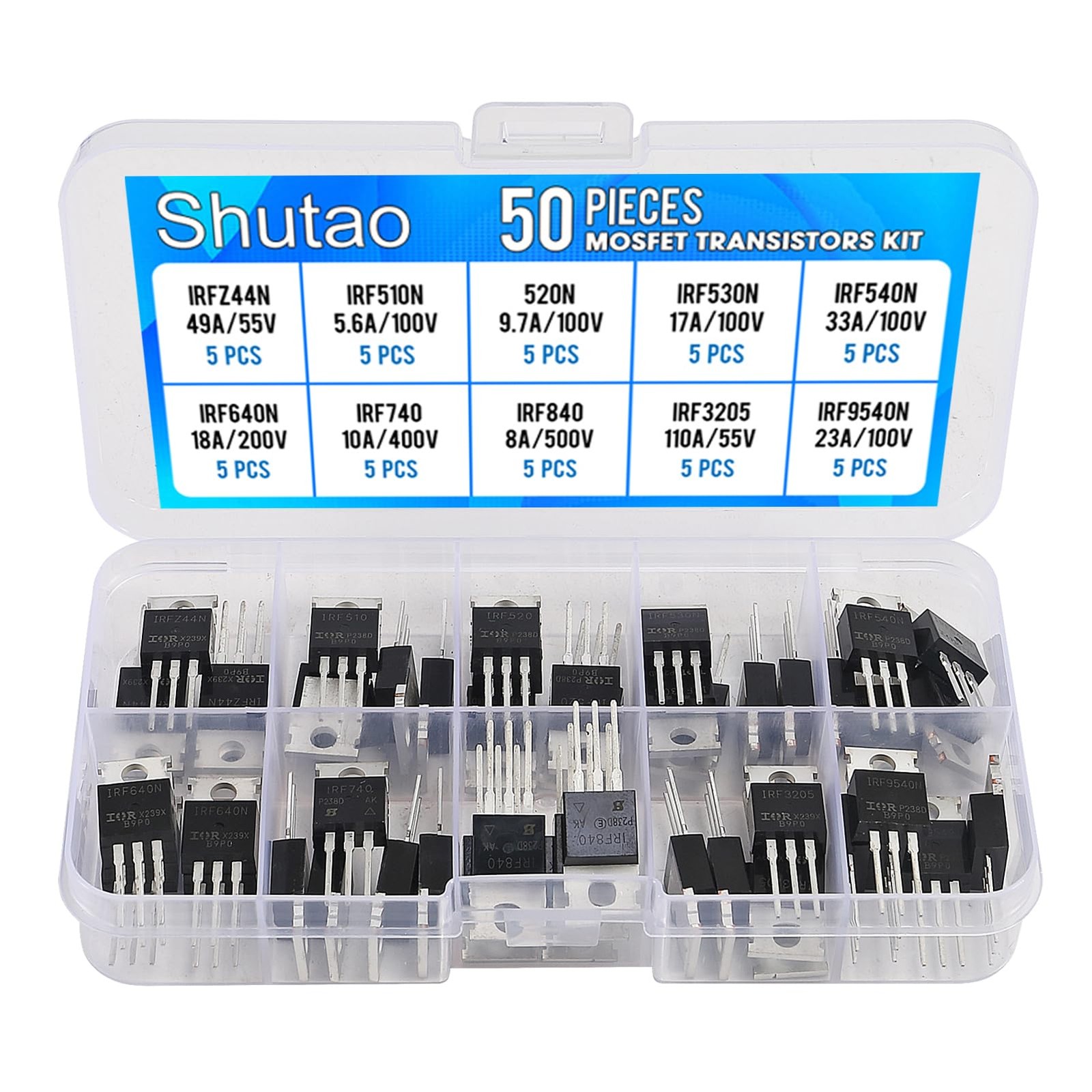 50 Pcs IRFZ44N IRF510N IRF520 IRF530N IRF540N IRF640N IRF740 IRF840 50 Piece