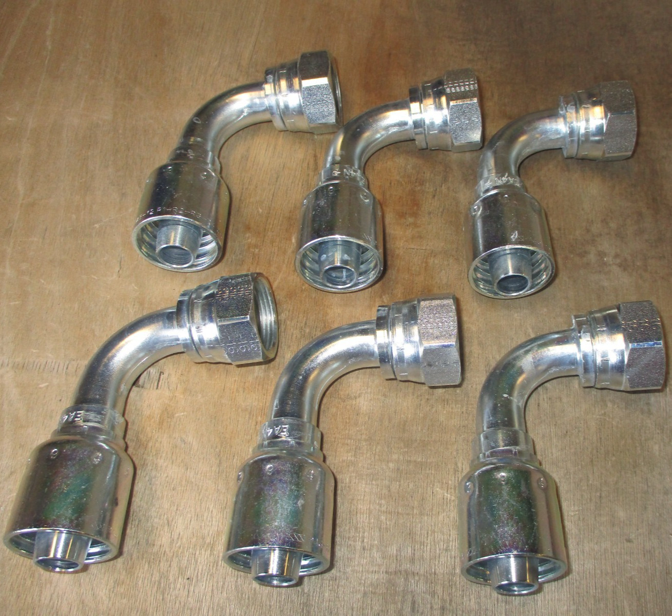 6 Pack Genuine Parker Hydraulic Hose Fittings 13943-16-12 FJIC 90 DEGREE