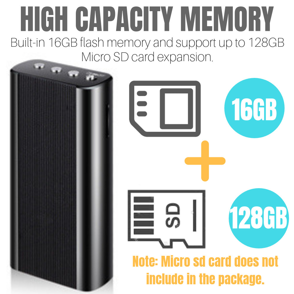 240 Hr Spy Mini MP3 Digital Voice Activated Recorder 16GB Audio Recording Device