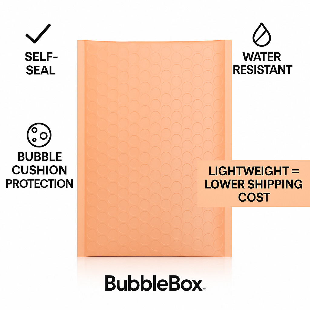 Peach Poly Bubble Mailers 6.5×10 Self-Seal Padded Envelopes | 25–1000 Pack | US