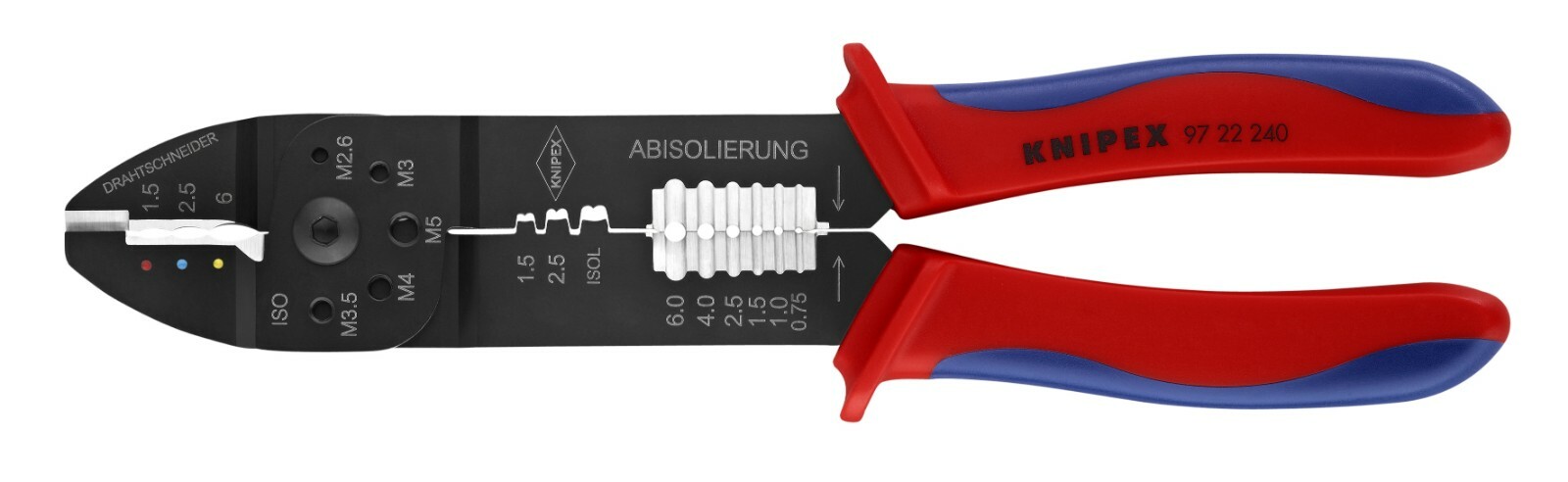 Knipex Crimping Pliers and Wire Stripper w End Cutter 9-1/2″ Metric 9722240