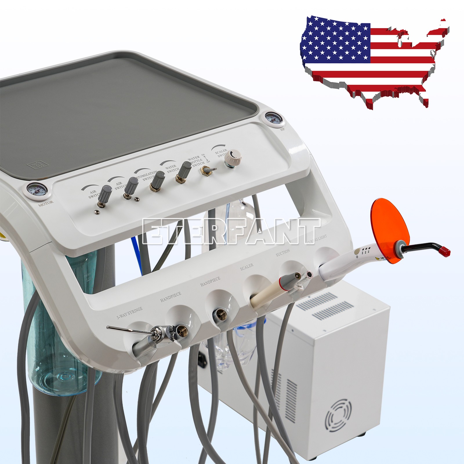 B050 Portable Mobile Dental Delivery Unit System 4 Holes+Air Compressor+Suction