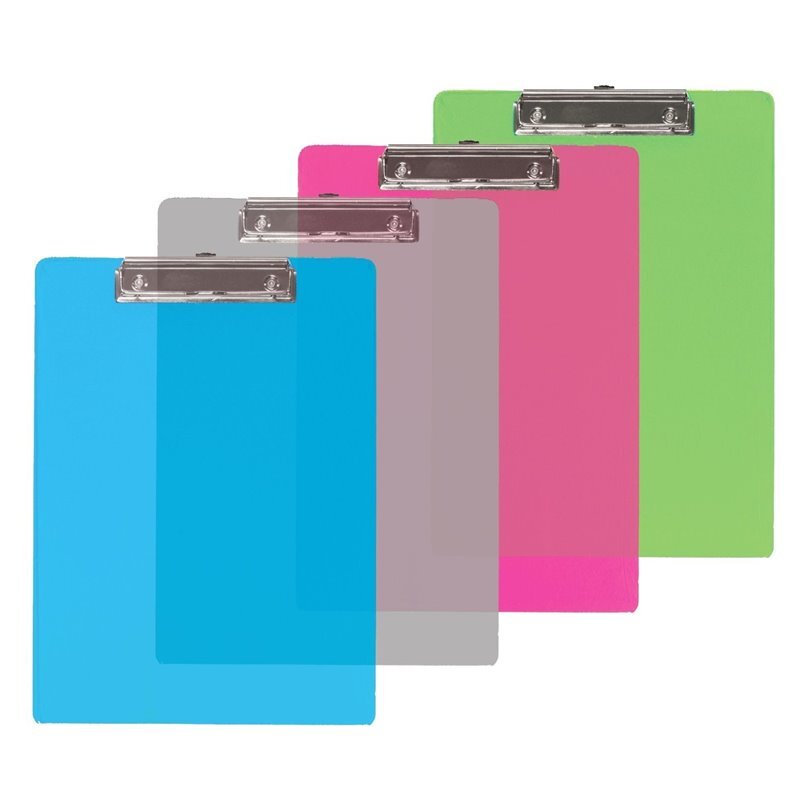 4/pk 6×9 inches Memo size Transparent Assorted color plastic clipboard with Low