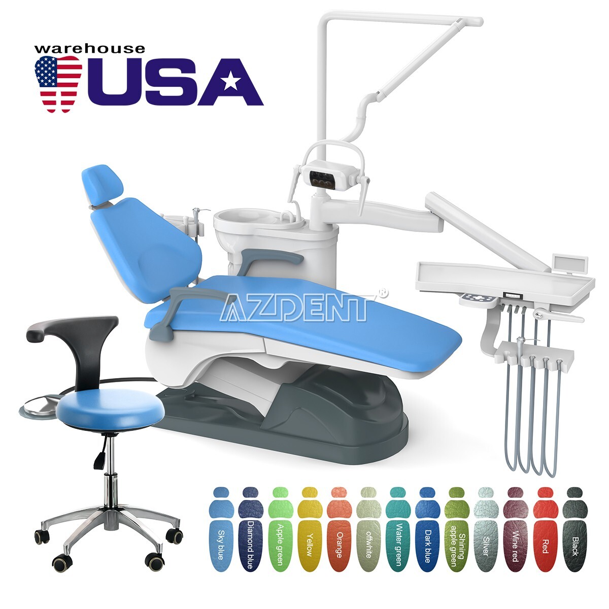 Dental Unit Chair Computer Controlled DC Motor PU Leather FDA / Dentist Stool