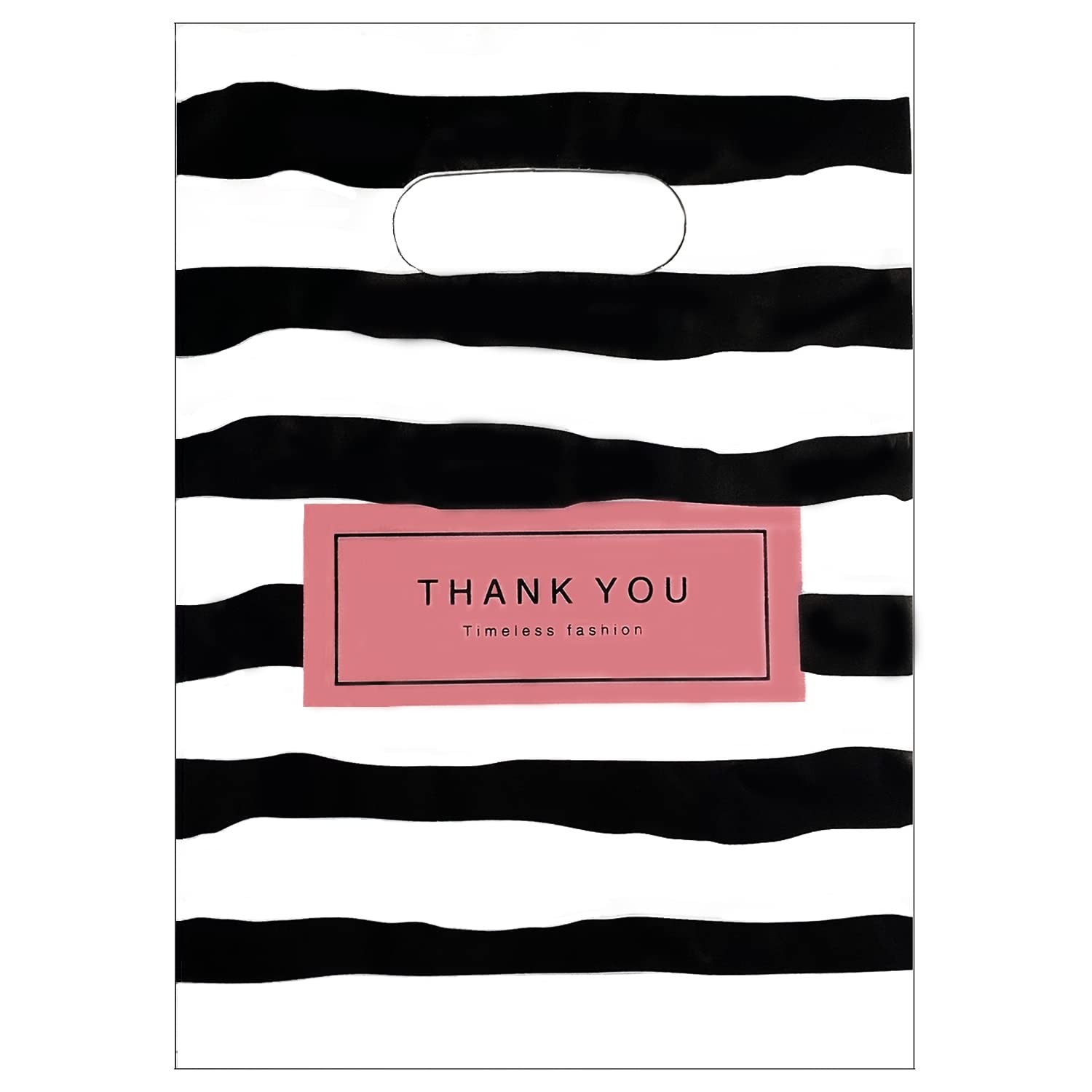 100 Count Black Merchandise Bags with Handles Retail Gift Packaging