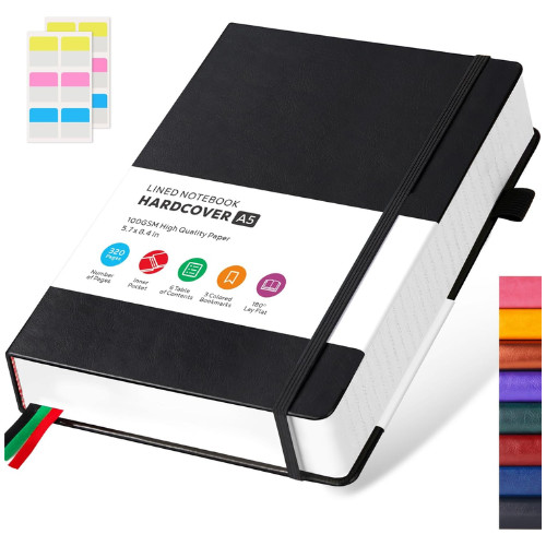 Hardcover Lined Notebook Journal for Writing 320 Pages Leather Thick College