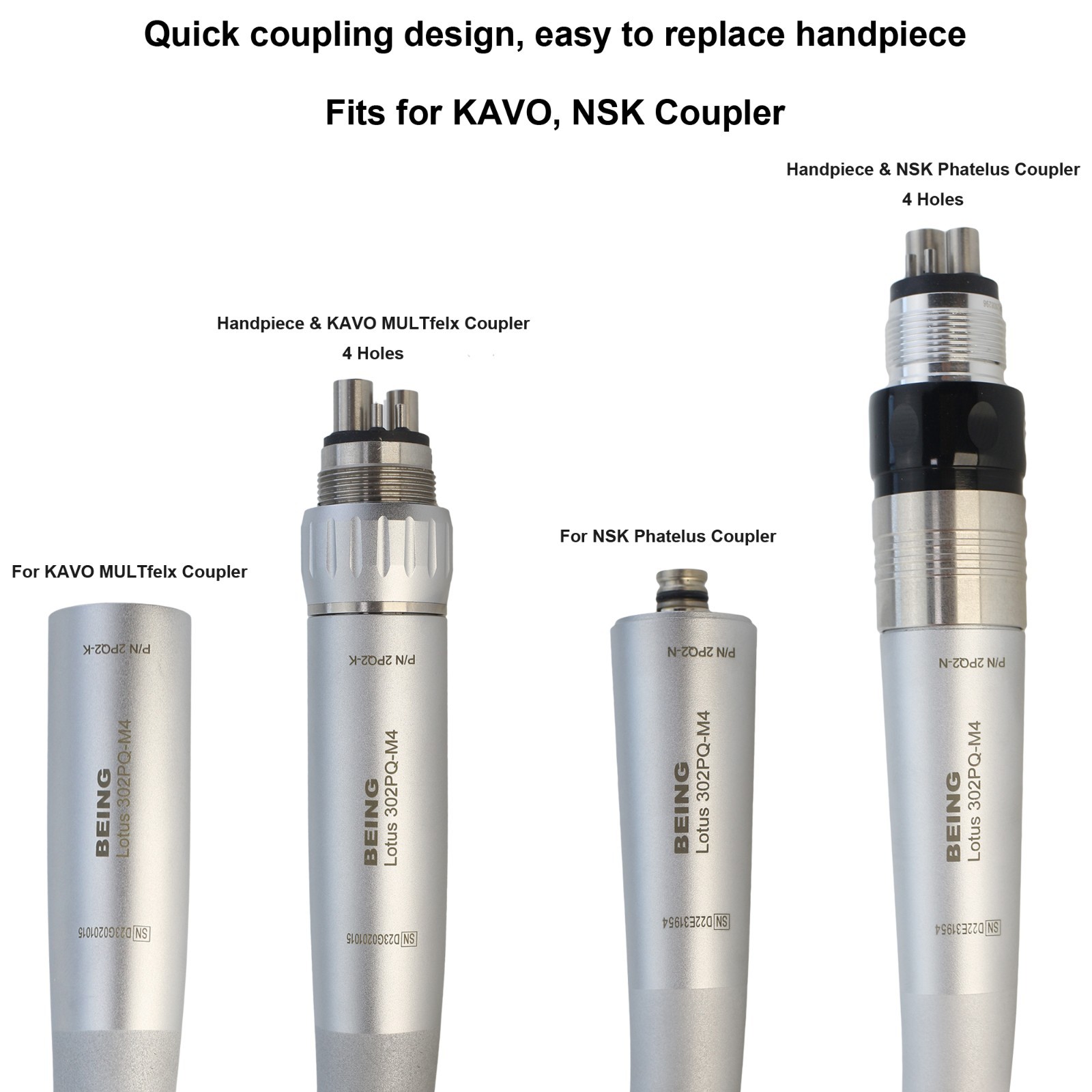 BEING Dental High Speed Turbine Handpiece For KAVO MULTIflex NSK Coupler 4 Hole