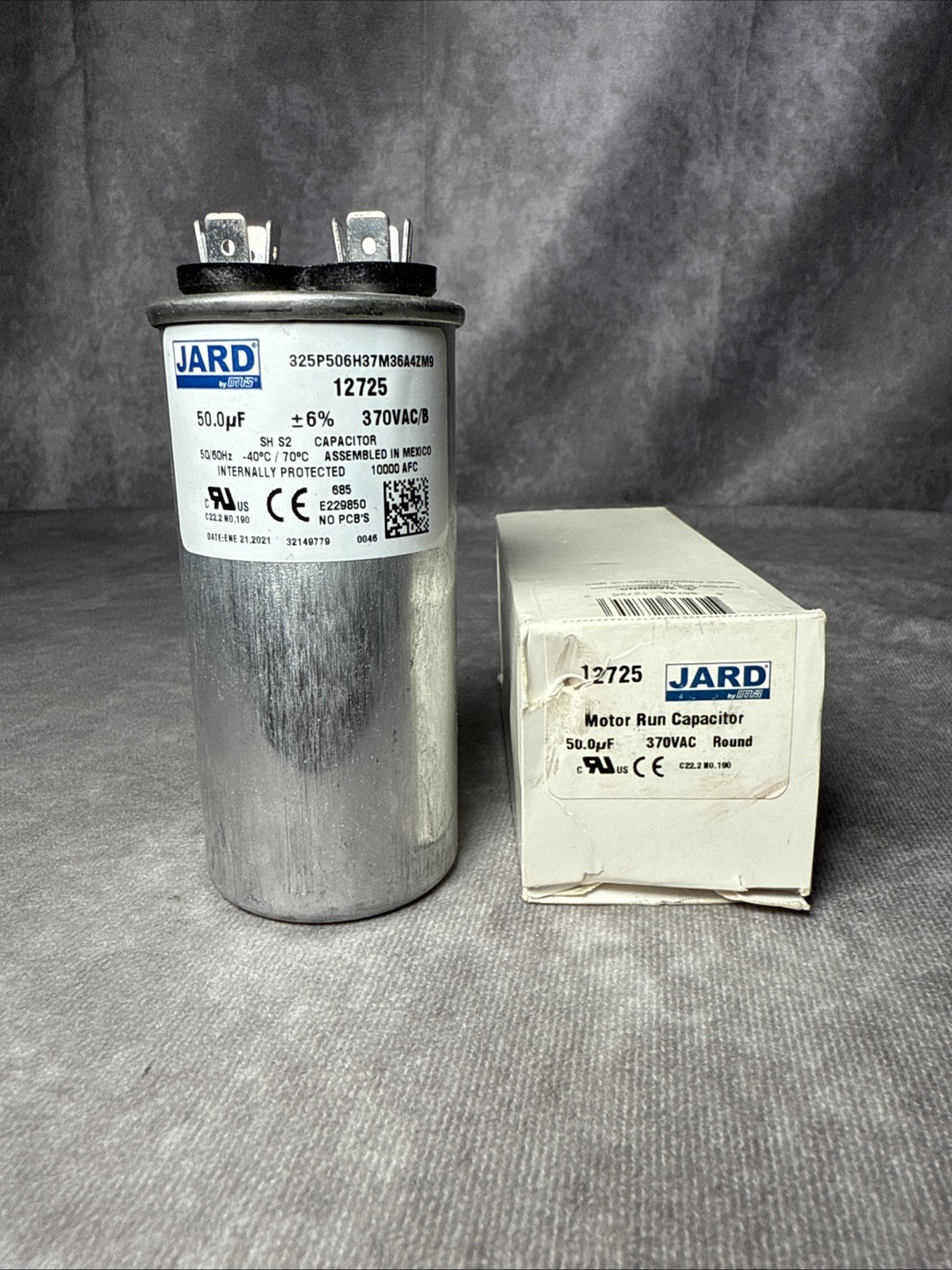 Jard 50.0 uF/MFD +/-6% 50/60Hz Motor Run Capacitor 370V Replaces 27L1473