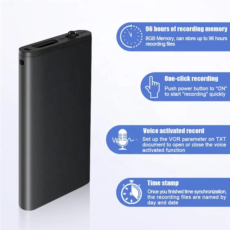 Hidden Voice Activated Recorder Digital Audio Dictaphone Recording Device Spy