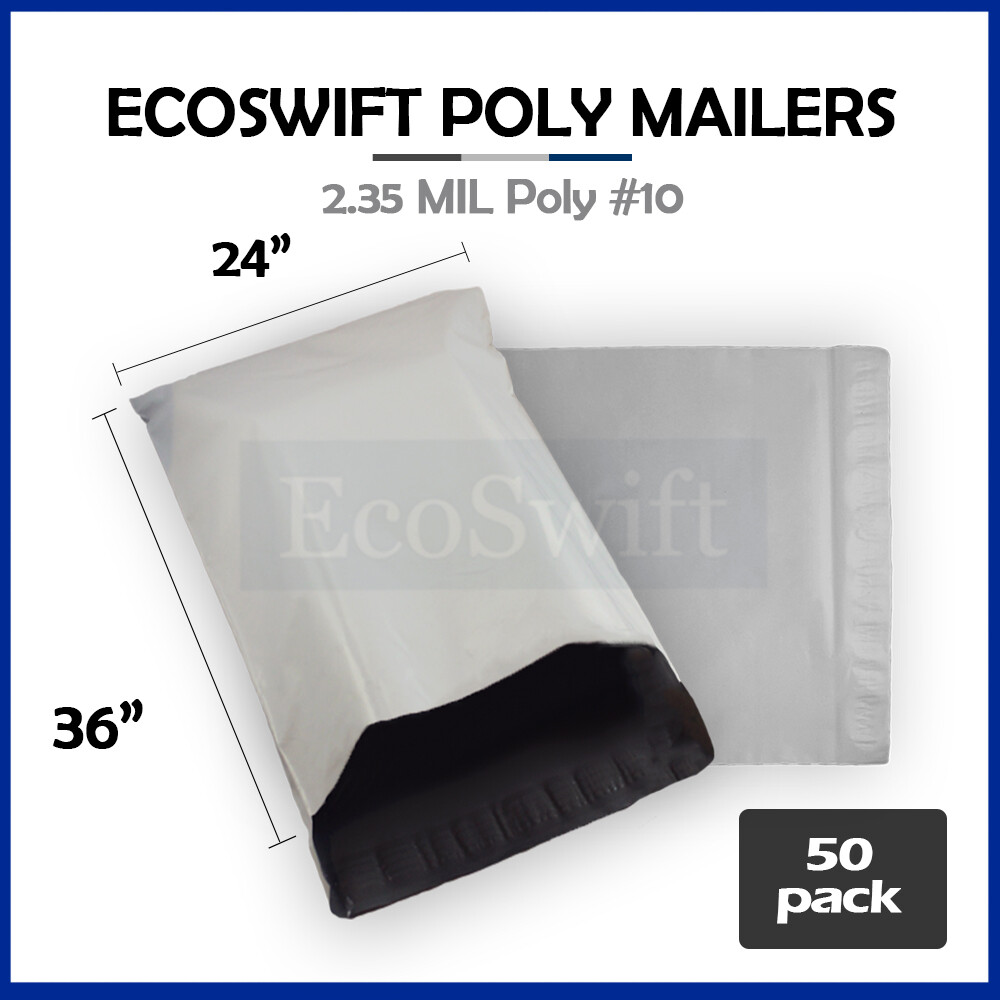 50 24×36 LARGE EcoSwift White Poly Mailers Shipping Envelopes Self Sealing Bags
