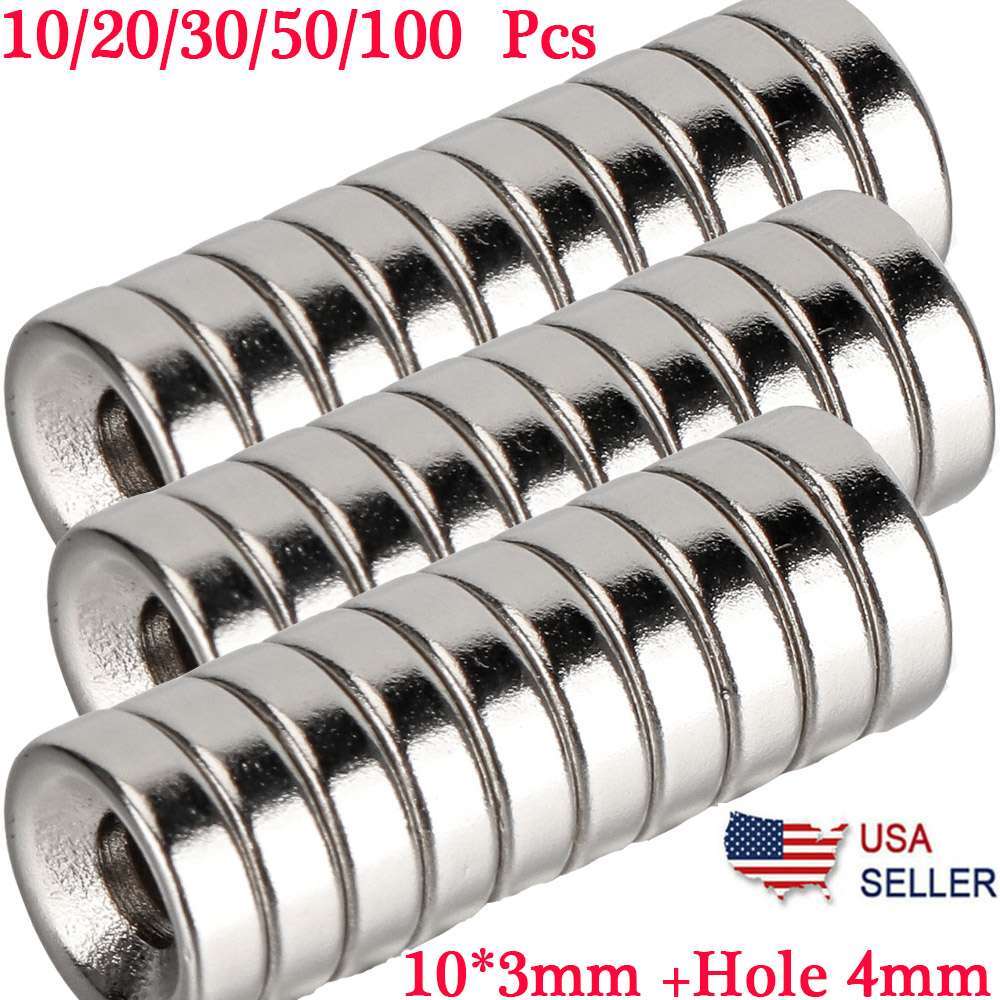 25 50 100Pc Strong Countersunk Ring Magnets 10*3mm Rare Earth Neodymium 4mm Hole