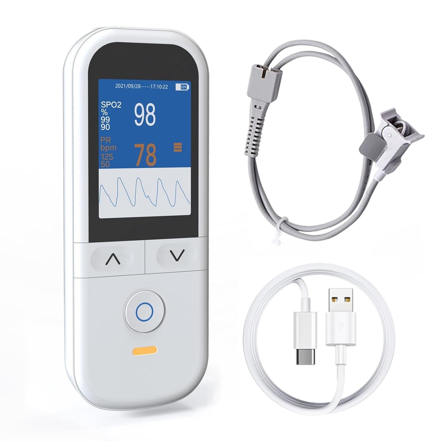 Handheld Pediatric Pulse Oximeter SpO2 Fingertip Probe Heart Rate Monitor Alarm