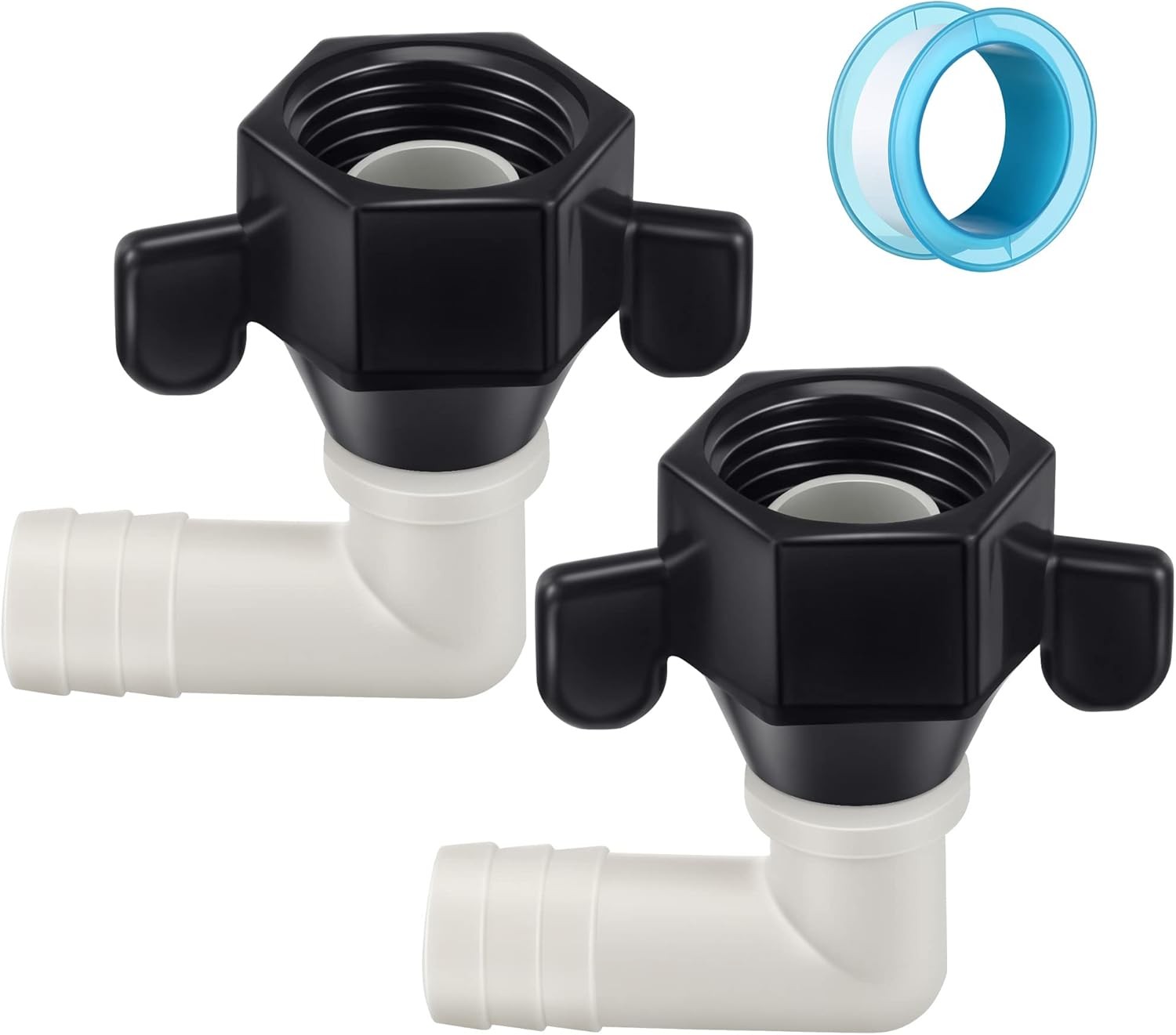 1/2″ NPT x 1/2″ Barb RV Water Pump Fittings Swivel Elbow & Straight + Tape