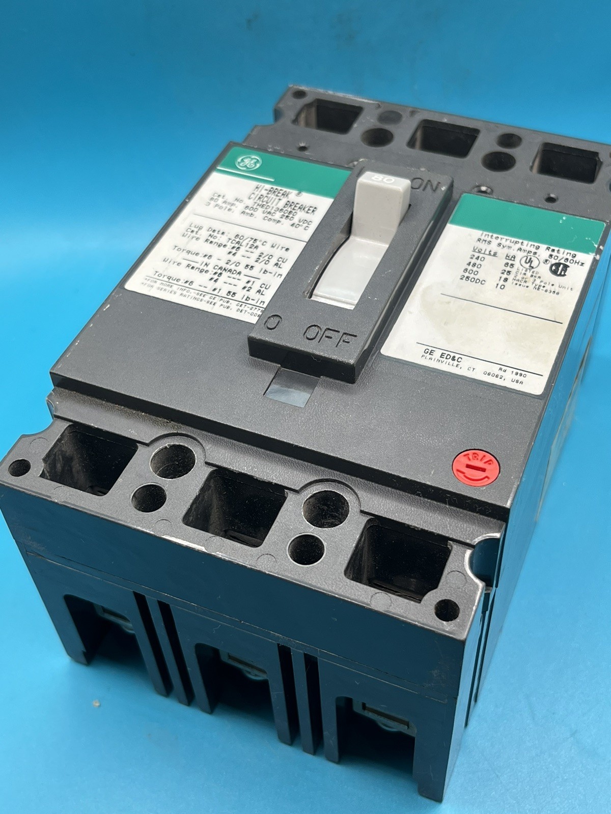 GE THED136080 3 Pole 80 Amp Circuit Breaker
