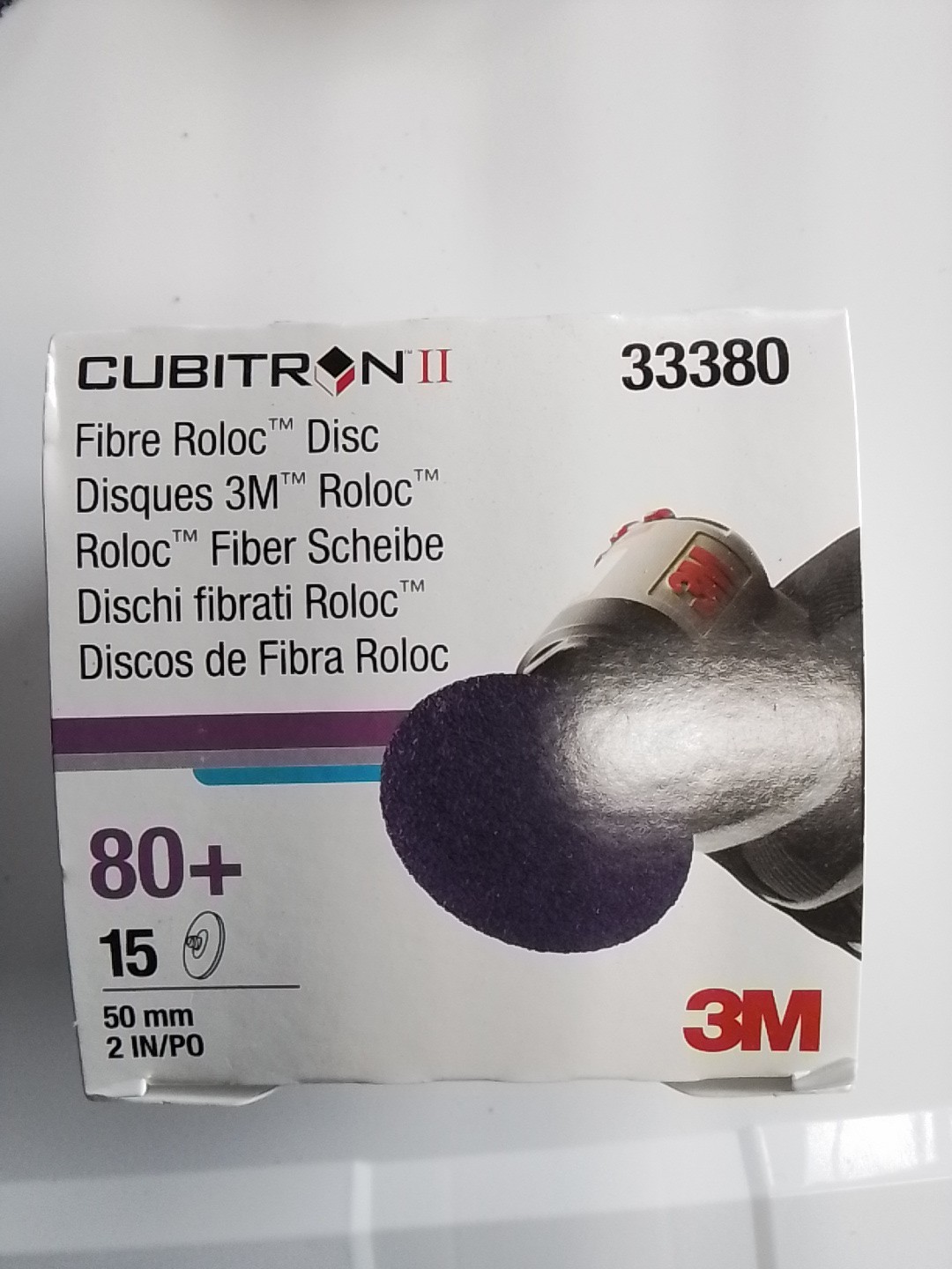 3M 33380 Cubitron II Roloc Fibre Disc, TR, 2.000″ x 80+ Grit {15pk}