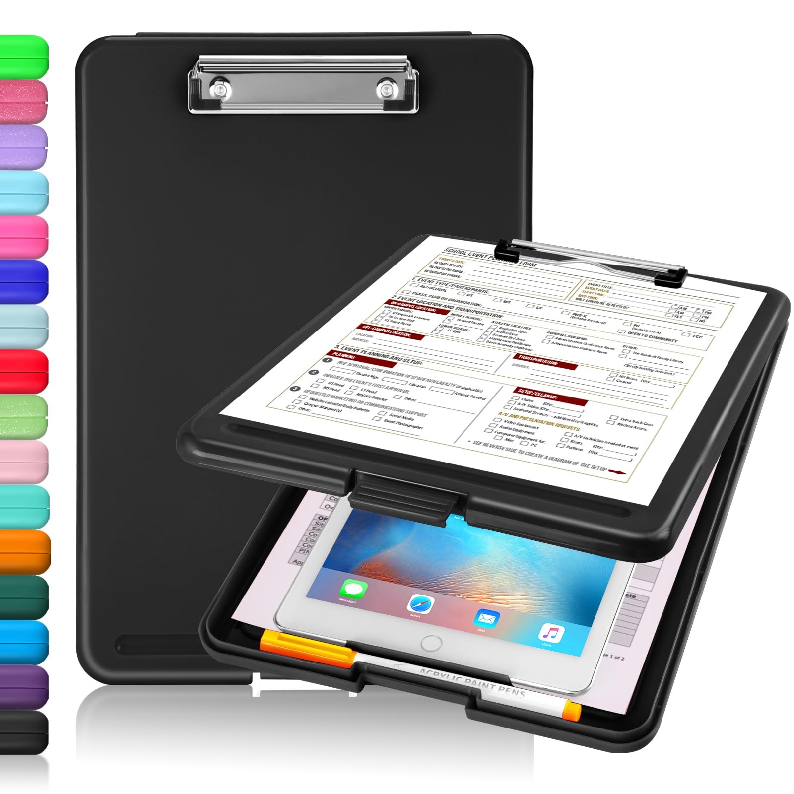 Clipboard with Storage, Plastic Storage Clipboards with Low Profile Clip, Nur…