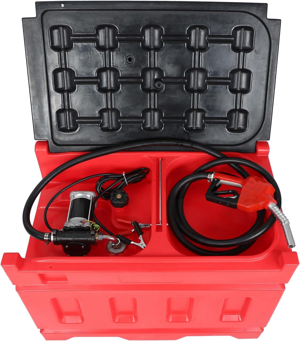Portable 48 Gallon Fuel Tank with Pump for Gasoline & Diesel, 12V DC Pump
