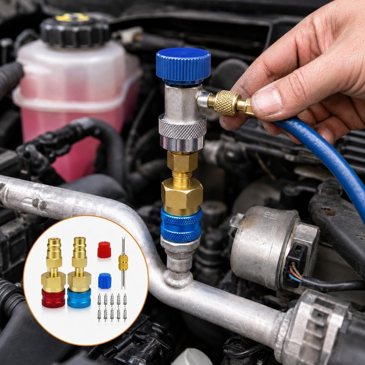 R1234yf Adapter & 1234yf Refrigerant Recharge Kit – R1234yf to R134a Adapter wit