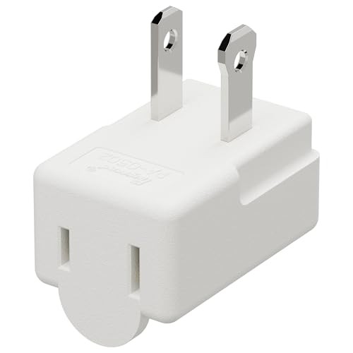 1PC NEMA 1-15P to 1-15R Polarized 2-Prong Down Angle AC Adapter White