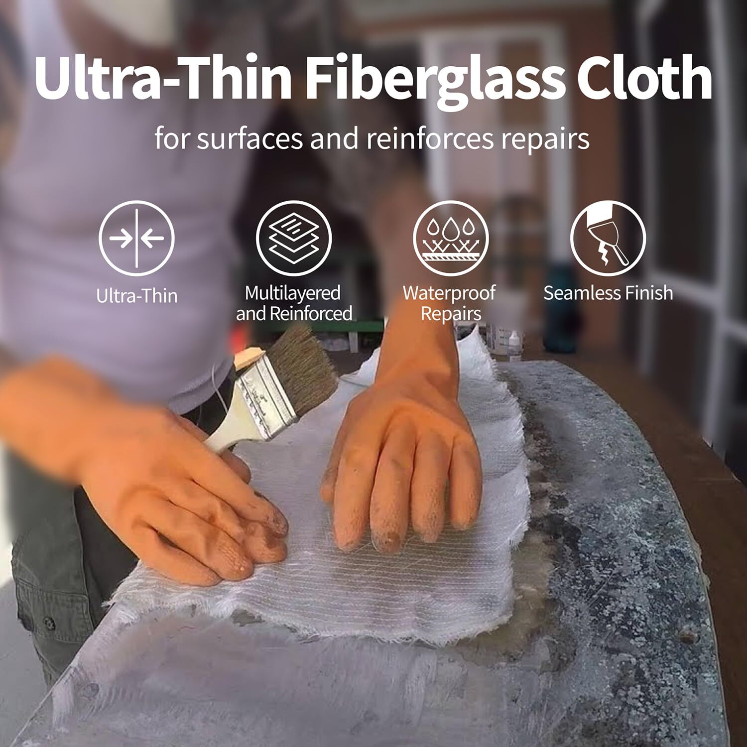 Fiberglass Cloth Mesh Woven Roving Glass Fiber Heat Resistance 50» X 12Ft 6OZ