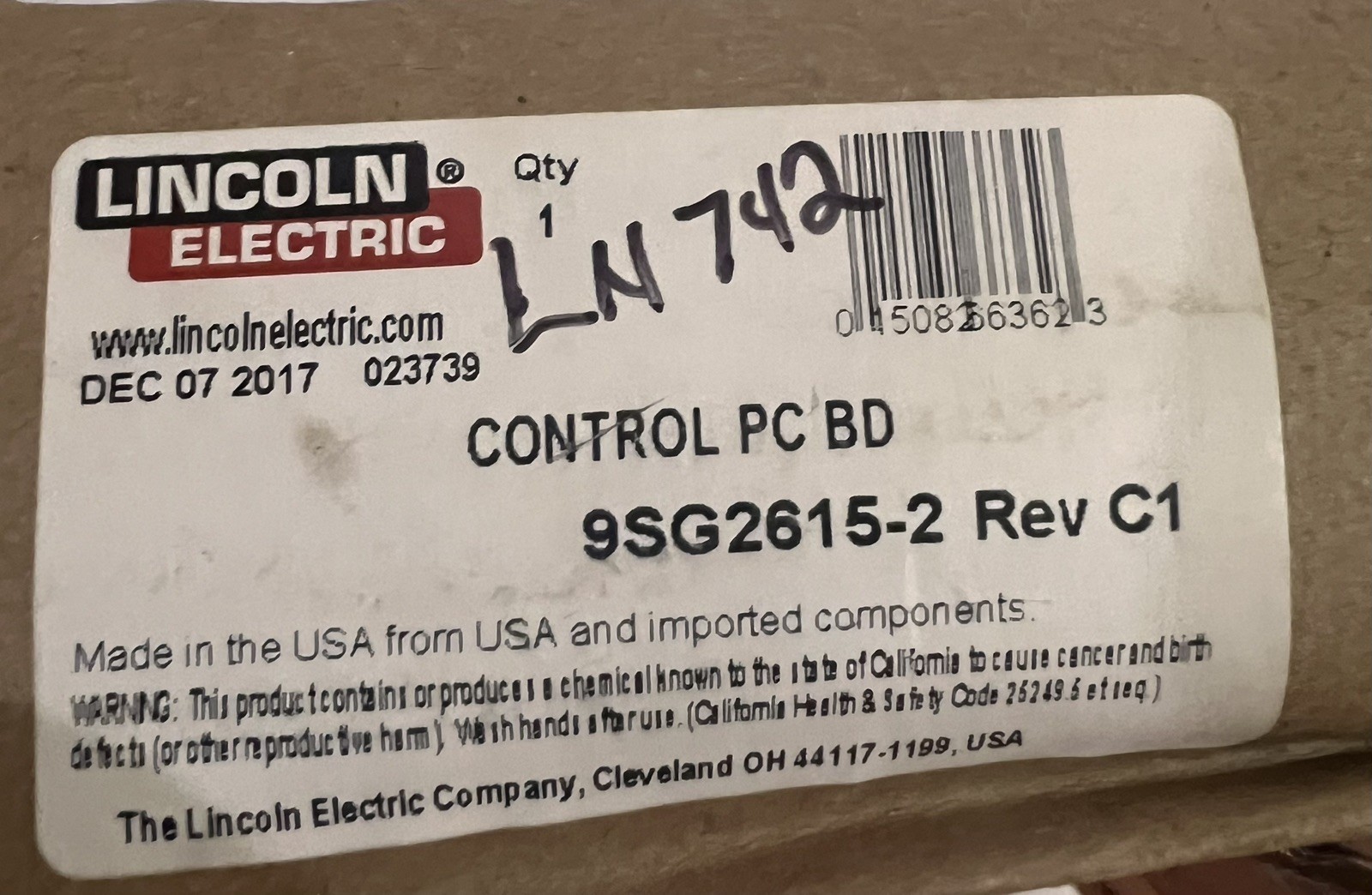 NOS Lincoln Electric 9SG2615-2 CONTROL PC BD G2615-2