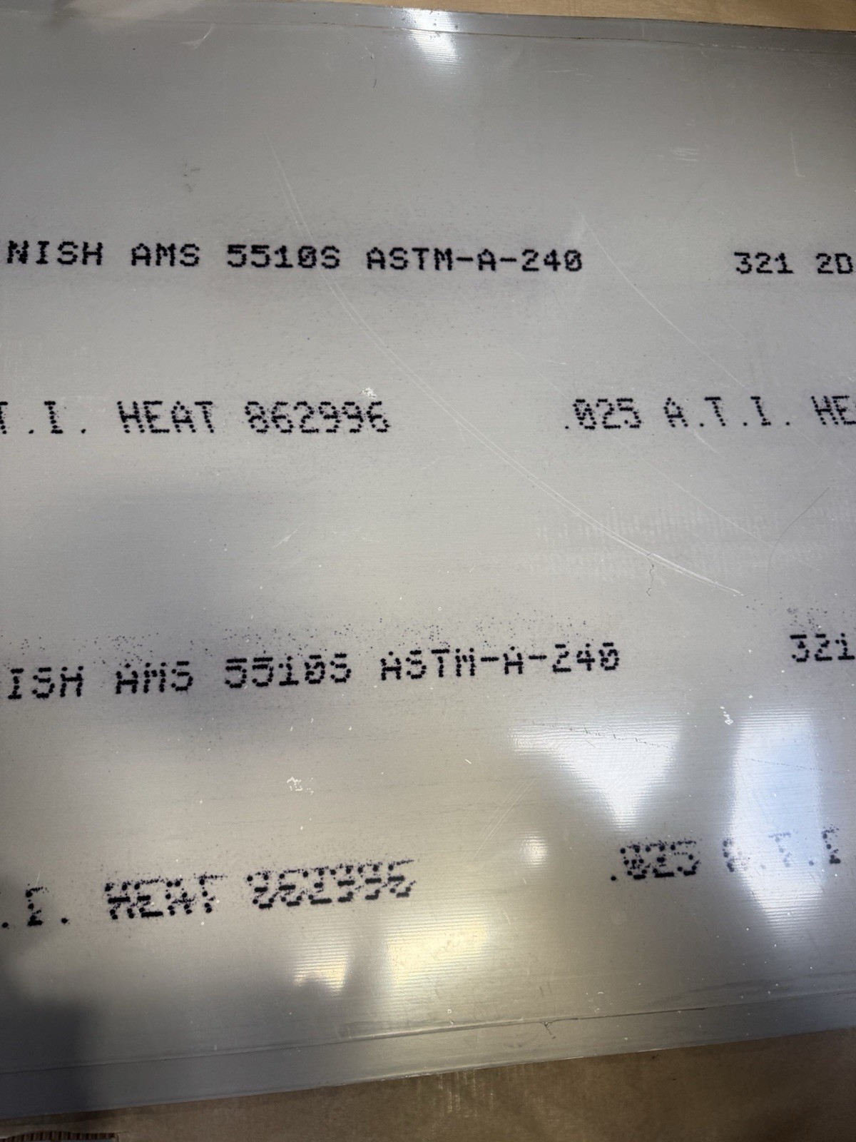 321 Stainless Steel Sheet 24″ x 36″ x .025″