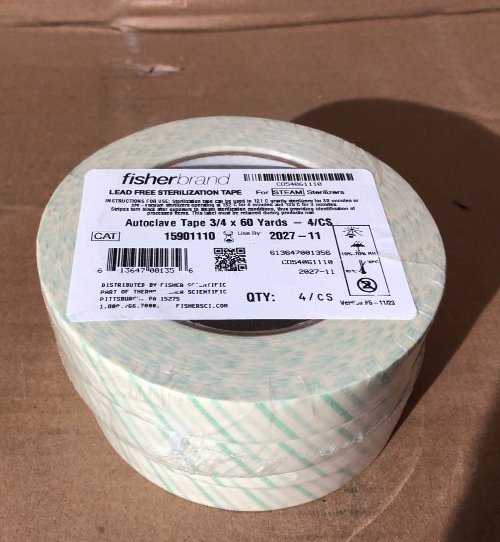 Fisherbrand Cat No 15901110 Lead-Free Autoclave Tape 3/4×60 Yards 4/CS 11/2027