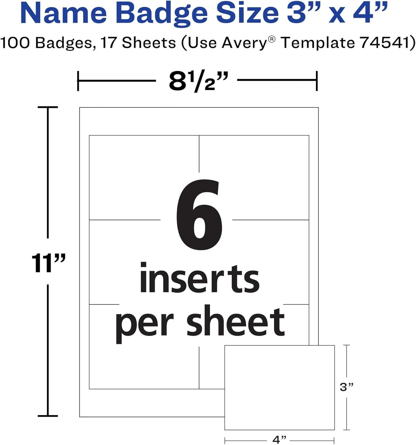 Avery 74541 Clip Name Badges – 100 Qty with White Inserts