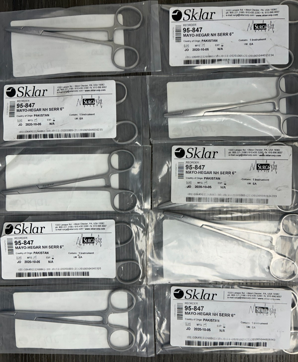 Lot of 10 Sklar 95-847 NEEDLE HOLDER, MAYO-HEGAR 6″, Brand New