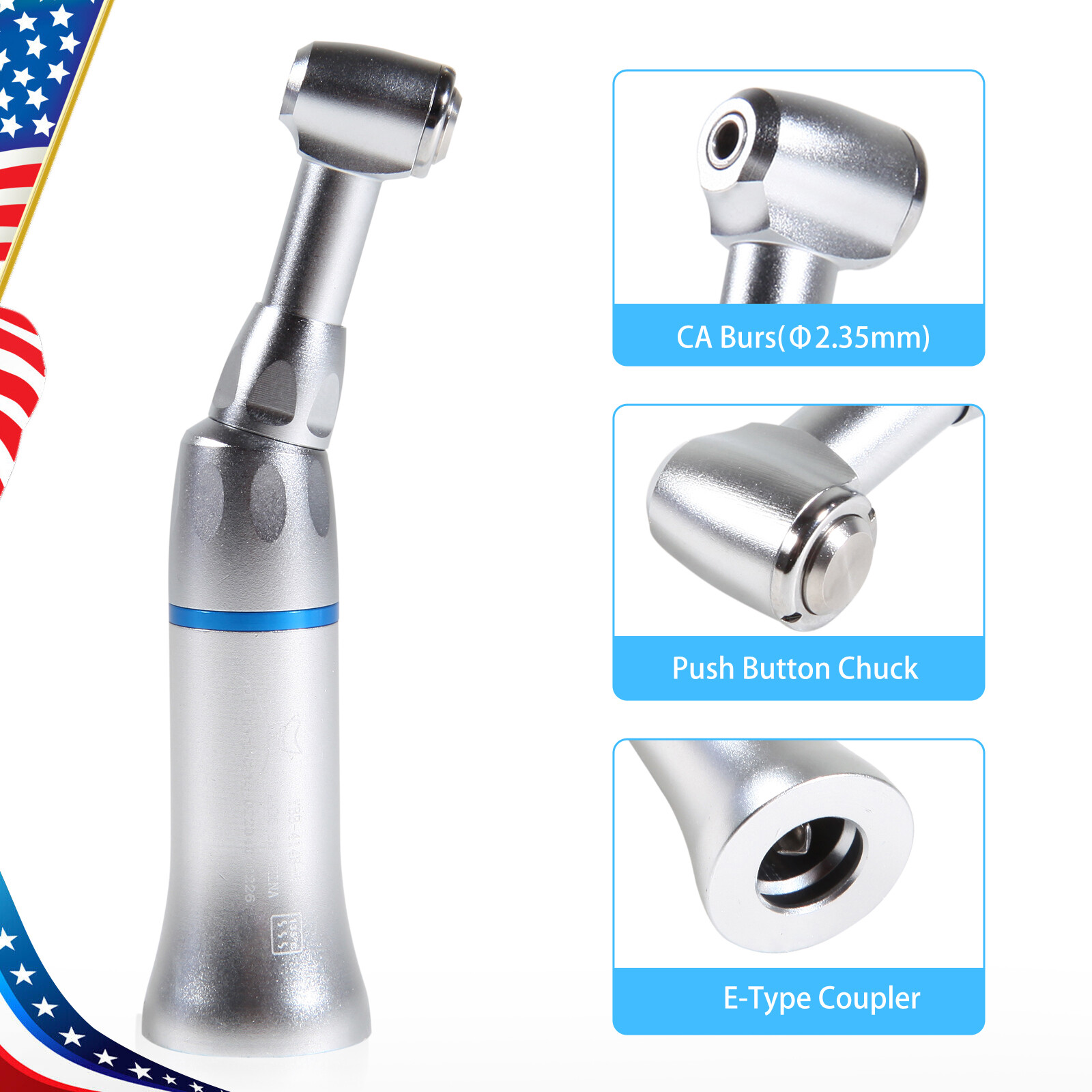 NSK Style Dental Push / Latch Head Contra Angle Handpiece Slow Low Speed E-type
