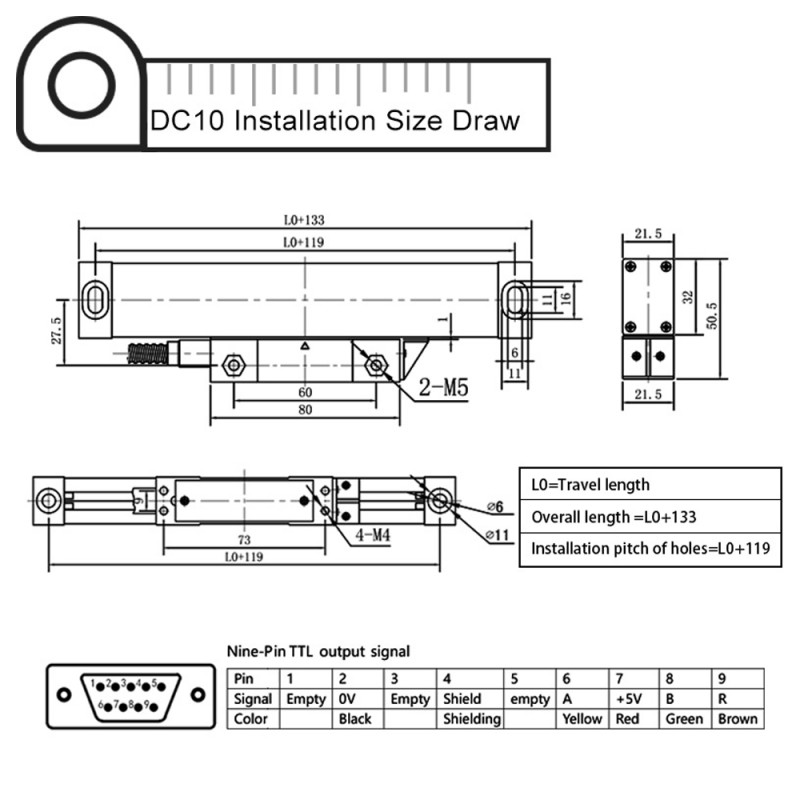 Ditron TTL 2 /3 /4Axis DRO Digital Readout Linear Glass Scal Lathe Mill 5um US