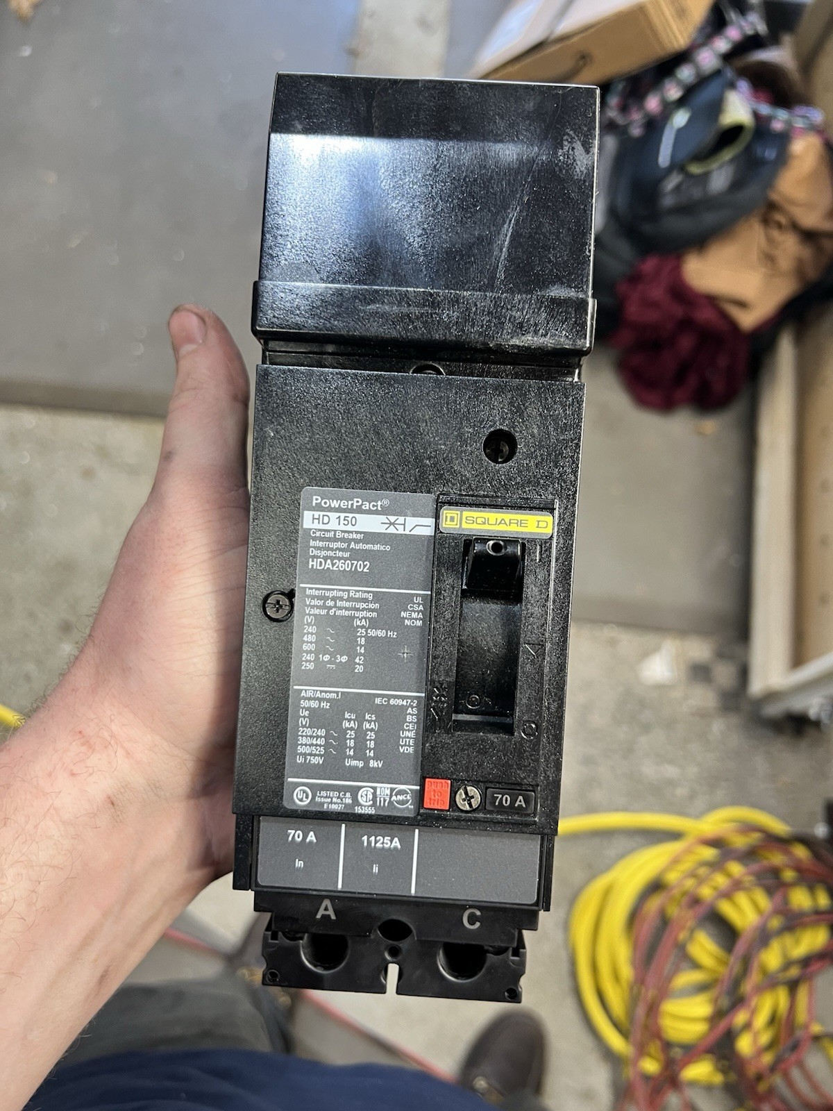 Square D HDA260702 70A 600V Circuit Breaker