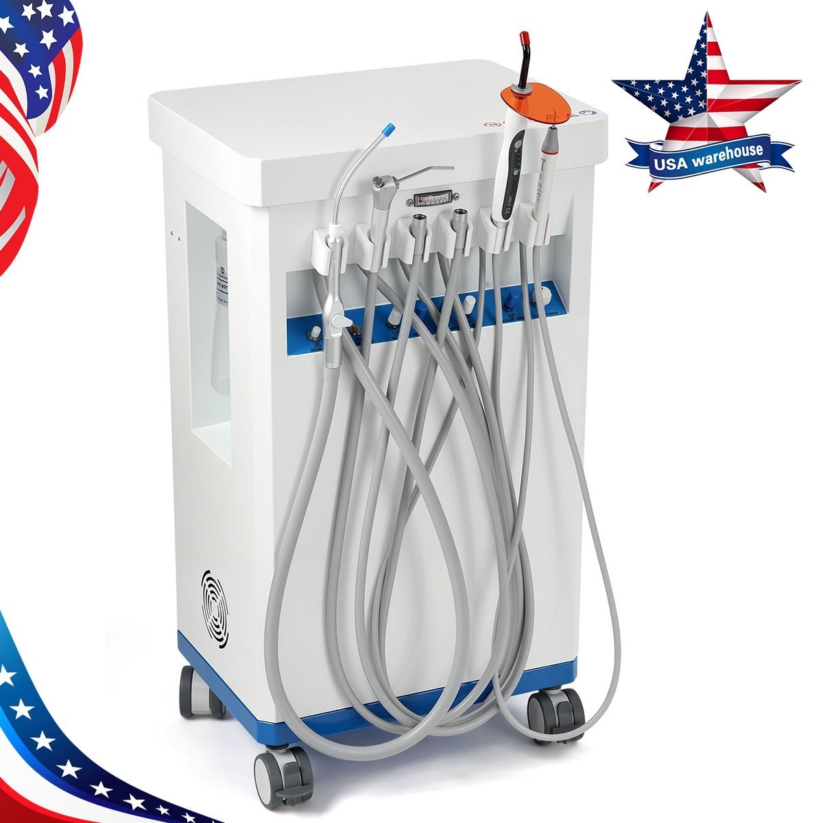 FDA Portable Dental Delivery Unit System Compressor Scaler Curing High Suction