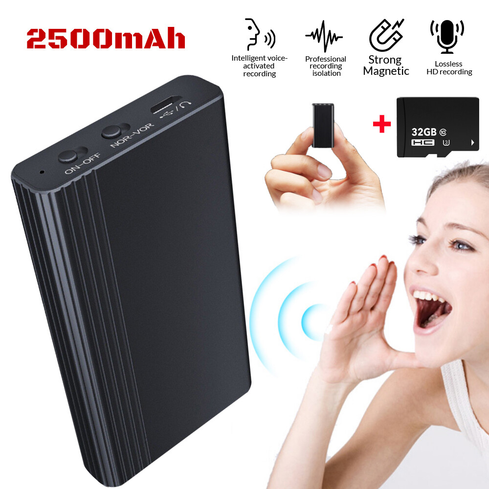 500 Hr Mini Small Voice Activated Recorder Magnetic 32G Audio MP3 Digital Device