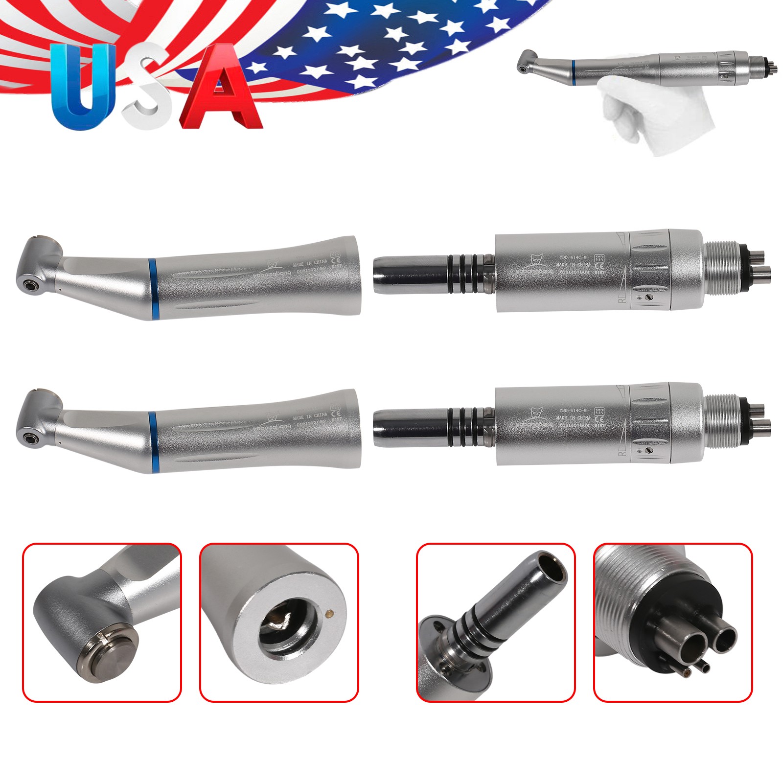 NSK Style Dental Slow Low Speed Handpiece Contra Angle Straight Motor 2/4Hole YP