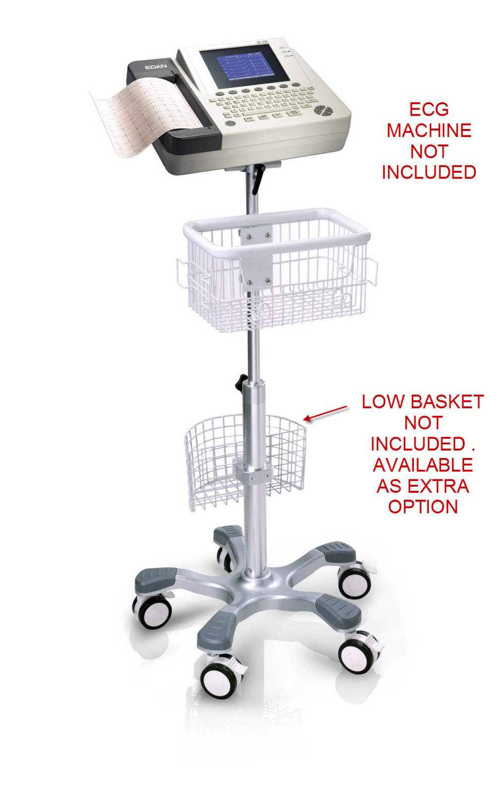 Rolling stand for Edan SE-1212/1200 ECG/EKG new (big wheel) free shipping USA