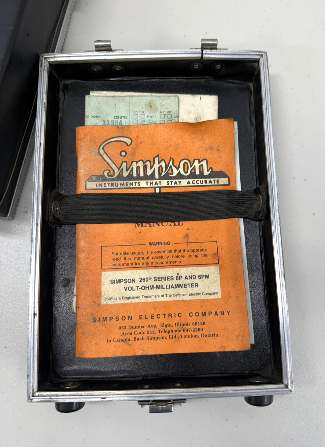 VINTAGE SIMPSON 260 6P MULTIMETER WITH CASE PROBES & MANUAL