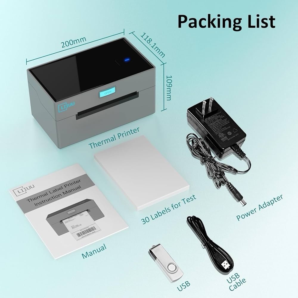 Bluetooth Thermal Shipping Label Printer 4×6 Support iOS iPhone iPad Android……