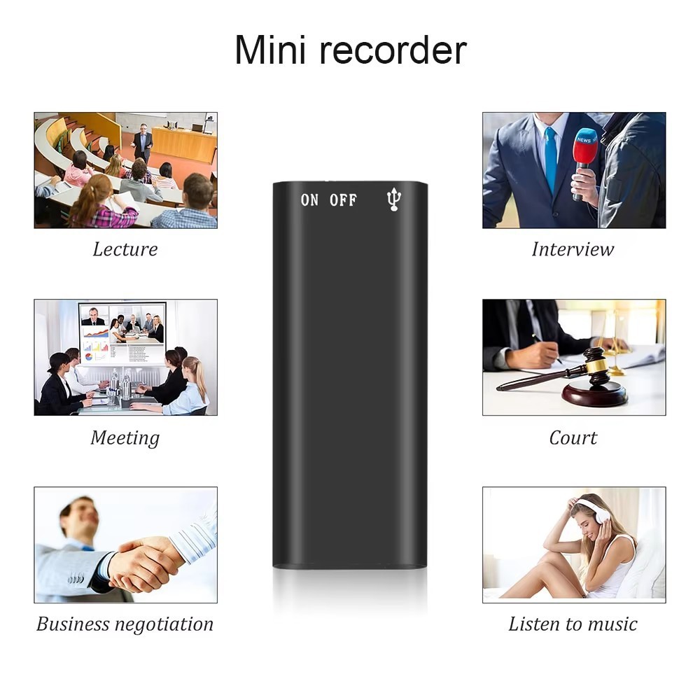 Voice Spy Digital Activated Recorder Mini Audio Hidden Dictaphone 16GB Device