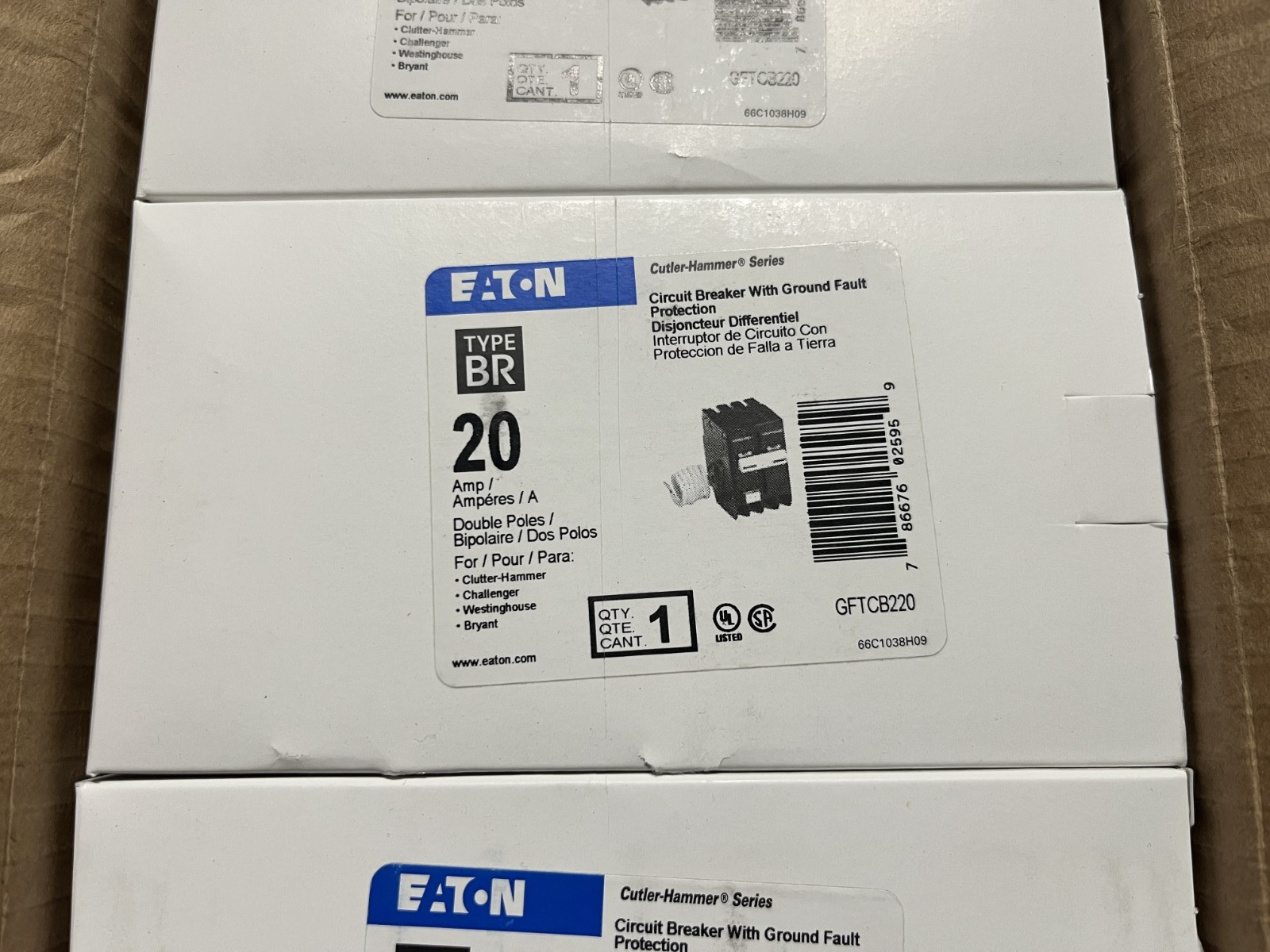 NEW Eaton GFTCB220 Circuit Breaker with Ground Fault Protection GFCI IN BOX