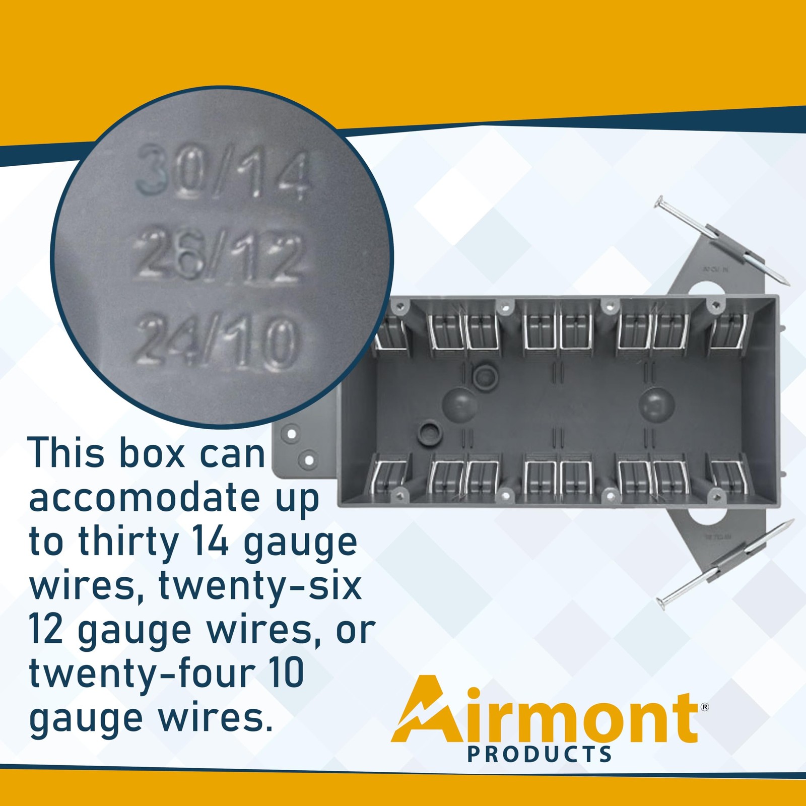 4-Gang (16 Pack) Plastic Electrical Box, Grey Outlet Box, Three Gang New Work…