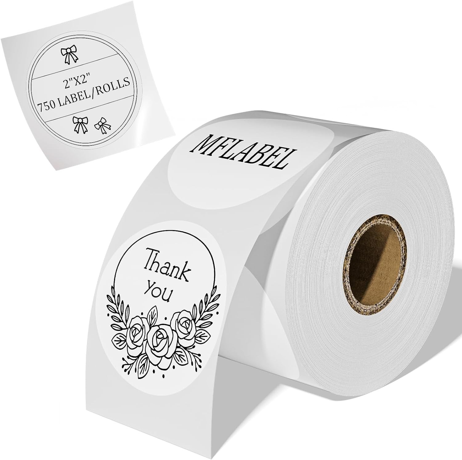 2″ Round Direct Thermal Labels Circle Thank You Sticker Self-Adhesive – 750/Roll