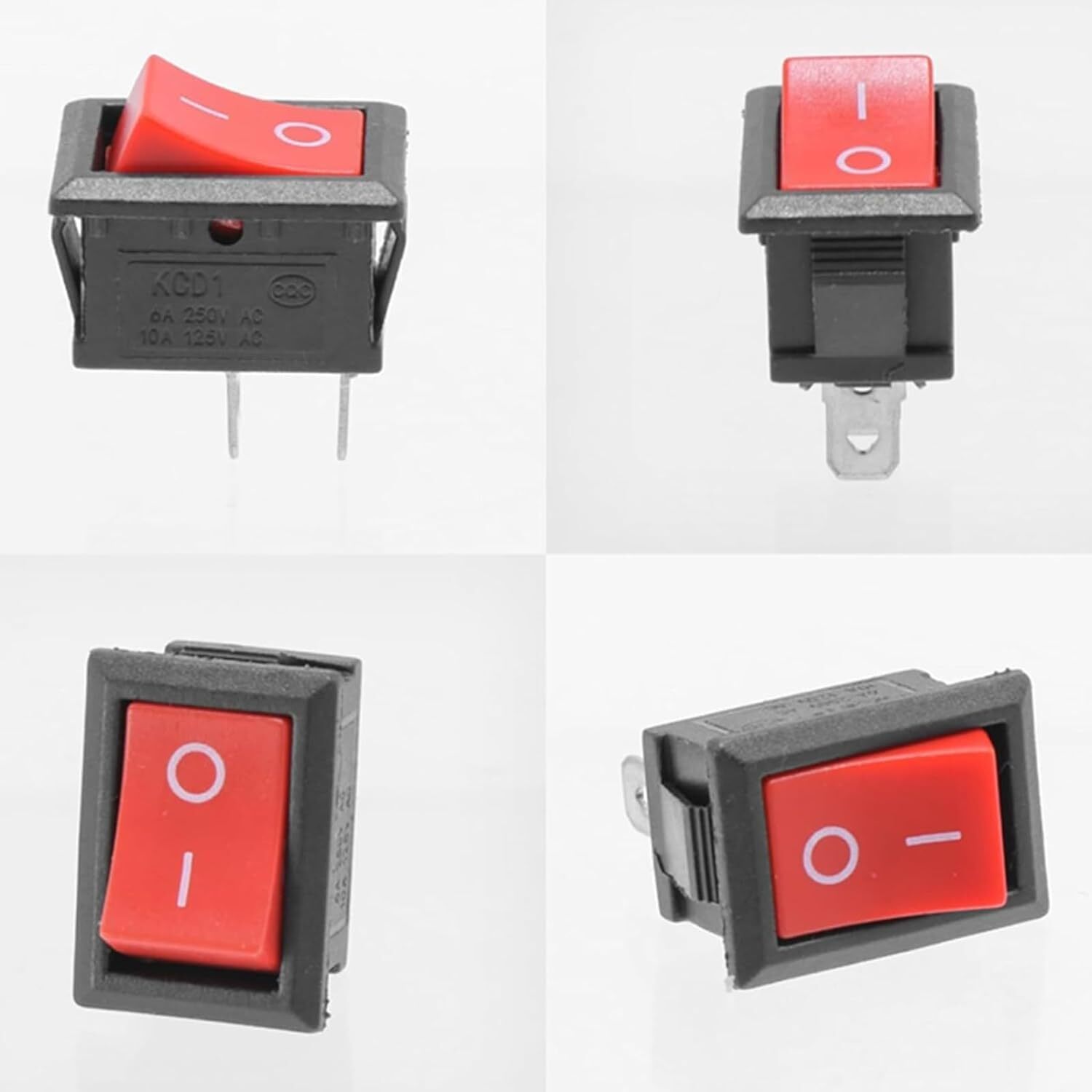 Rocker Switch 2 PIN ON-OFF SPST 125VAC/10A 250VAC/3A 21x15mm RED KCD1 2/5/10 PCS