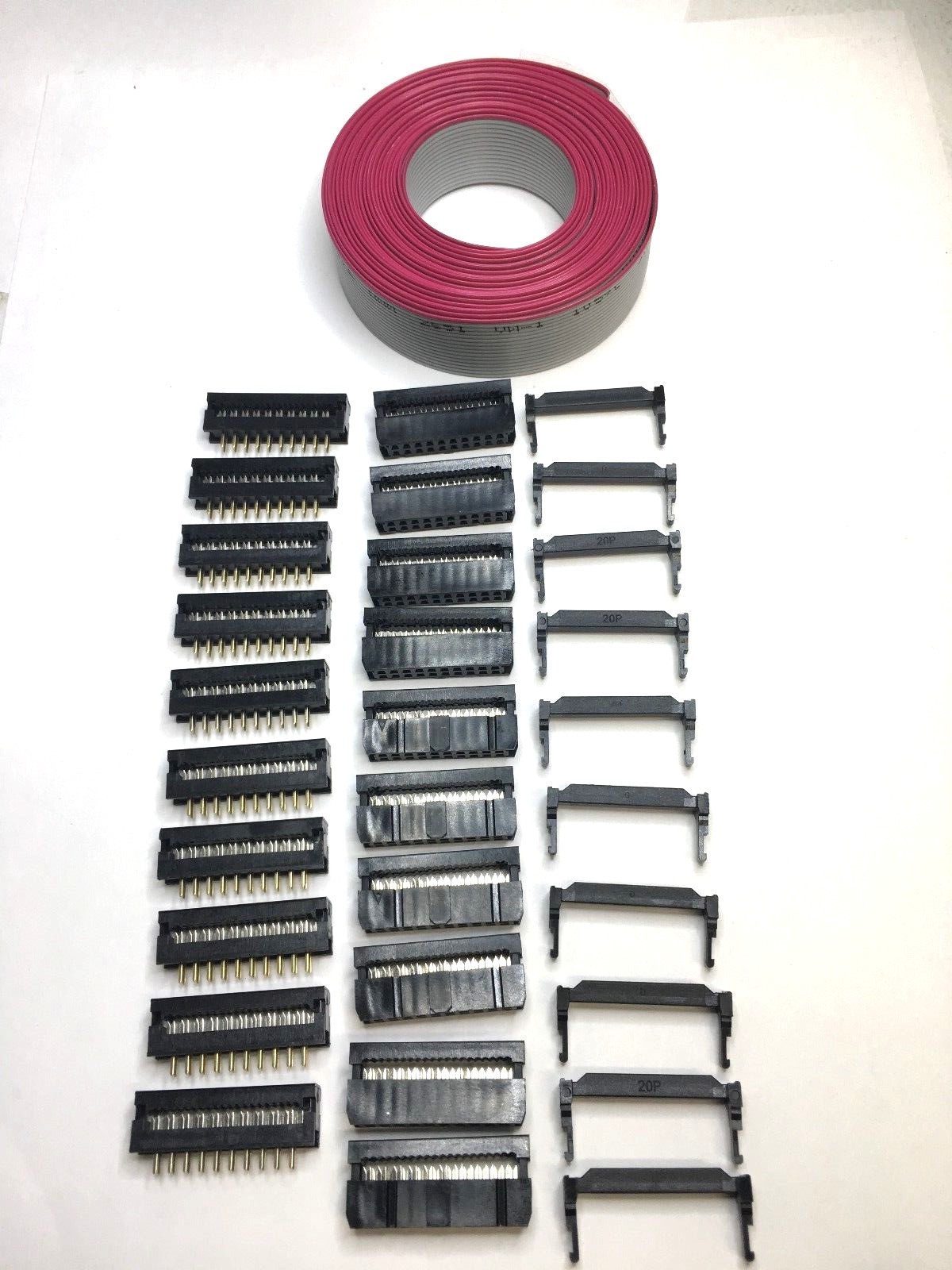 Flat Cable 20 Pin Wires IDC Ribbon 12 Ft. 25mm 10 sets connectors male to cable