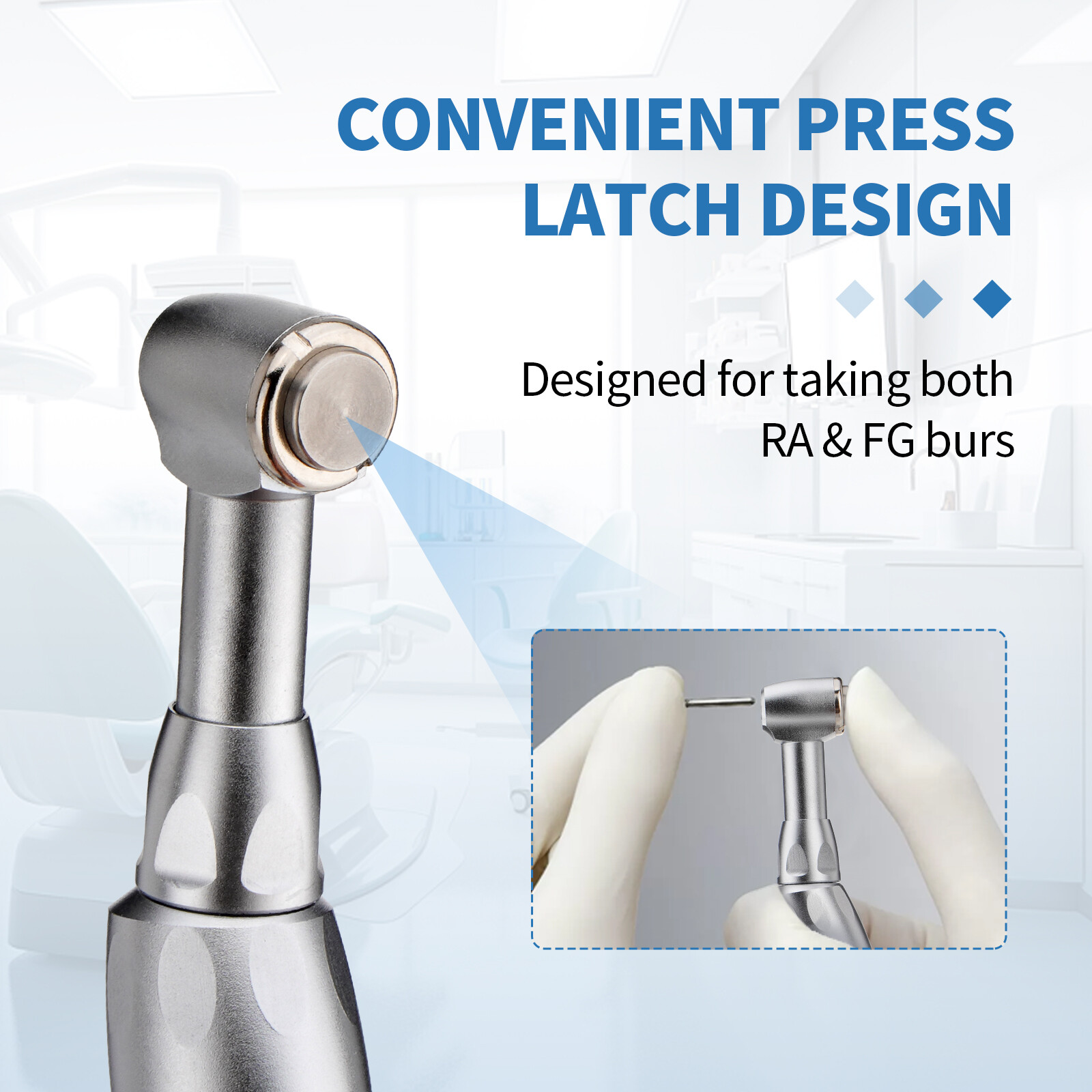 10Pack Dental Low Slow Speed Handpiece Contra Angle Push Button E-Type 4 Holes