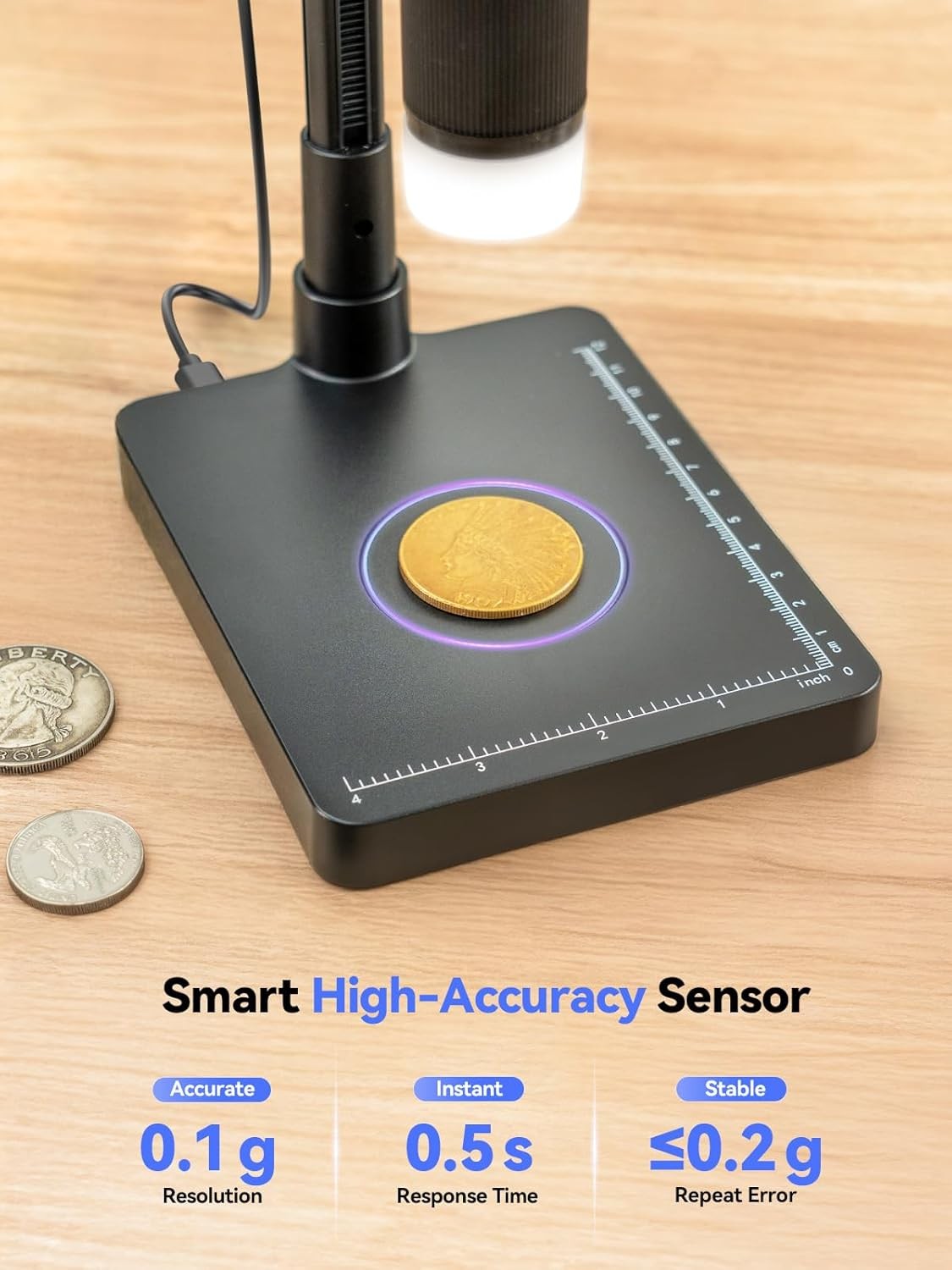 TOMLOV 4.3″ Digital Microscope 200X Coin Microscope Weight Scale for Collectors