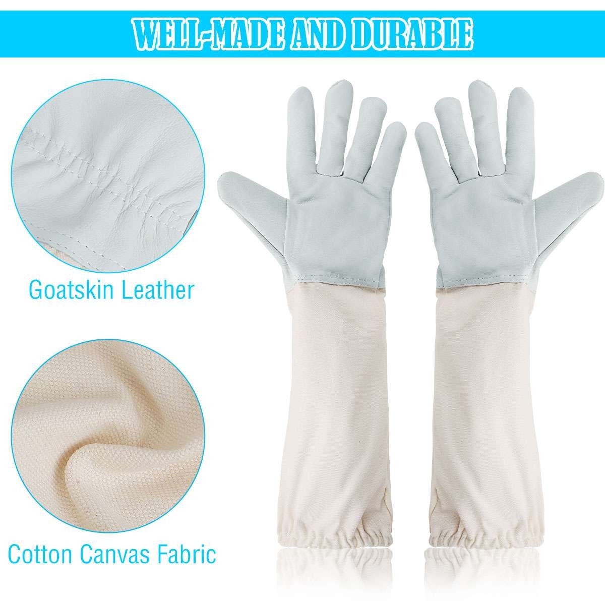 XL Beekeeping Gloves Goatskin Bee Keeping with Vented Beekeeper Long Sleeves USA