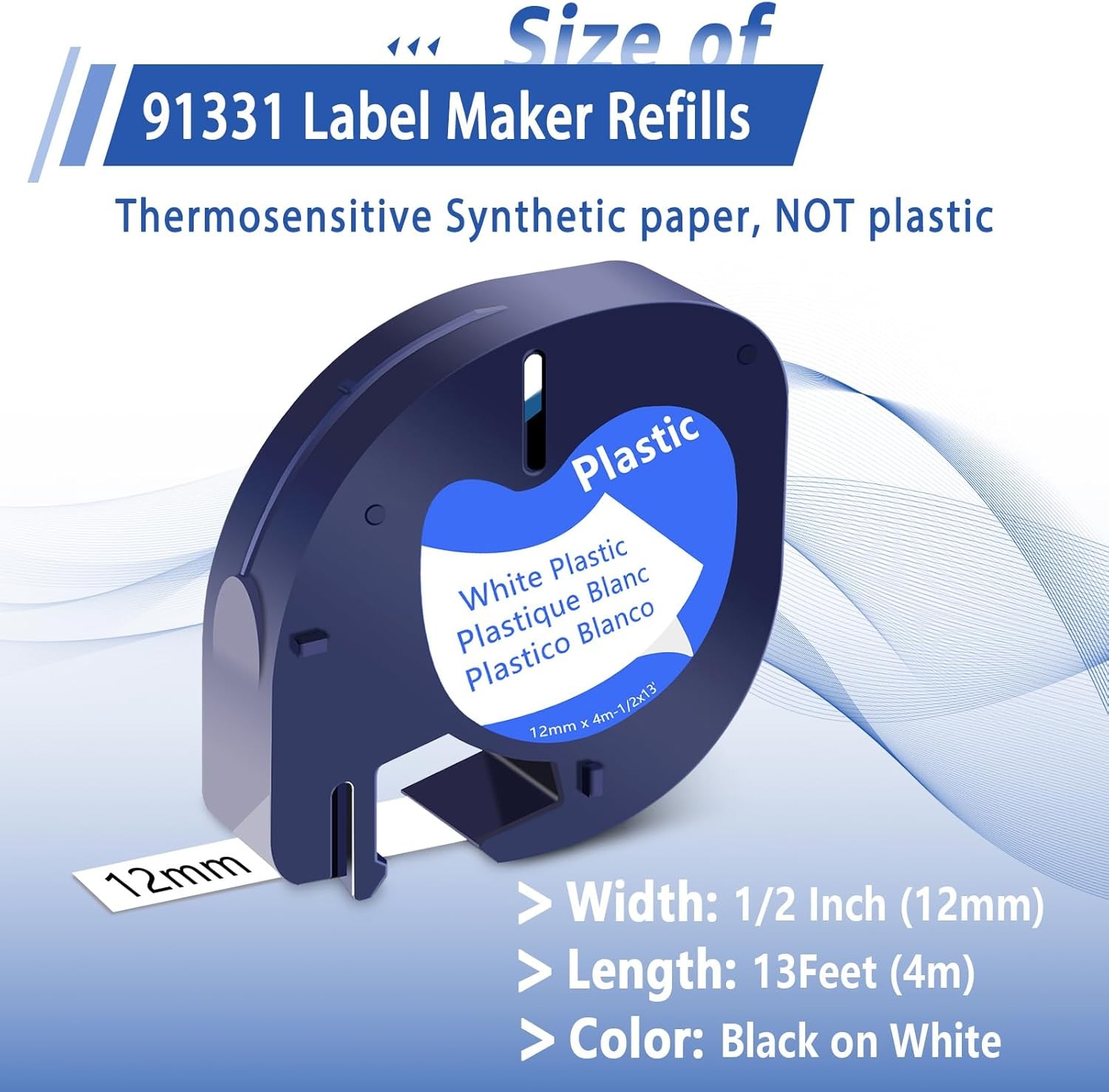 5PK Dymo LetraTag Refills White Plastic 91331 for LetraTag Label Maker LT-100H